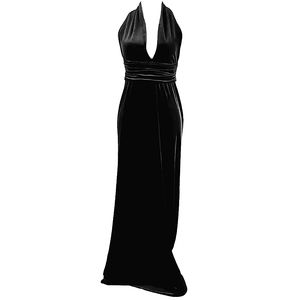 Laundry Black Velvet Halter Maxi Gown Size 12